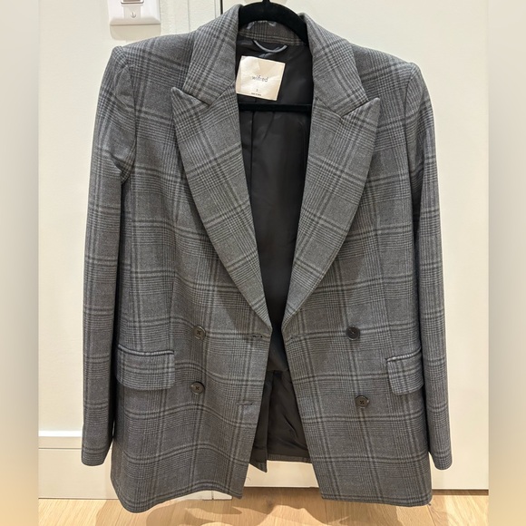 Aritzia Wilfried Margaux blazer in plaid grey size 0 - Picture 2 of 4